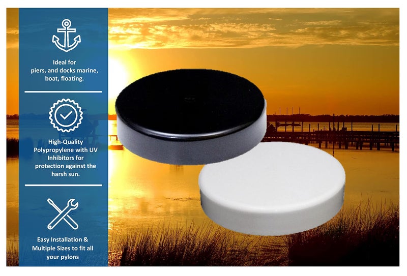 JSP Manufacturing Marine Dock Piling Cone Cap Boat Pylon Edge Post Head Cover Flat Pilling (Black, 10) - Image 3